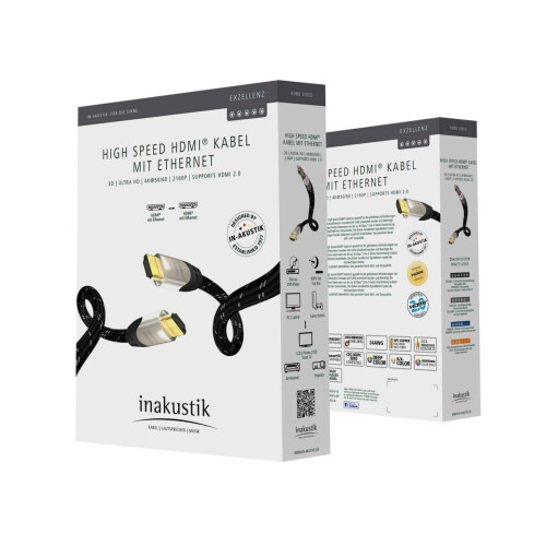 Cabo HDMI Alta Velocidade 3,0 m - In-Akustik - Exzellenz II - Ethernet 1