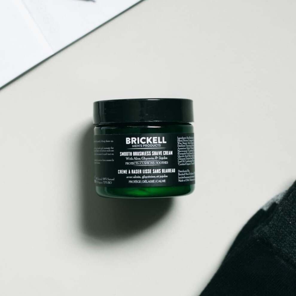 Brickell Men's Smooth Brushless Shave Cream for Men, Natural and Organic Smooth Shaving Lotion to Fight Nicks, Cuts and Razor Burn, 59 mL, Scented