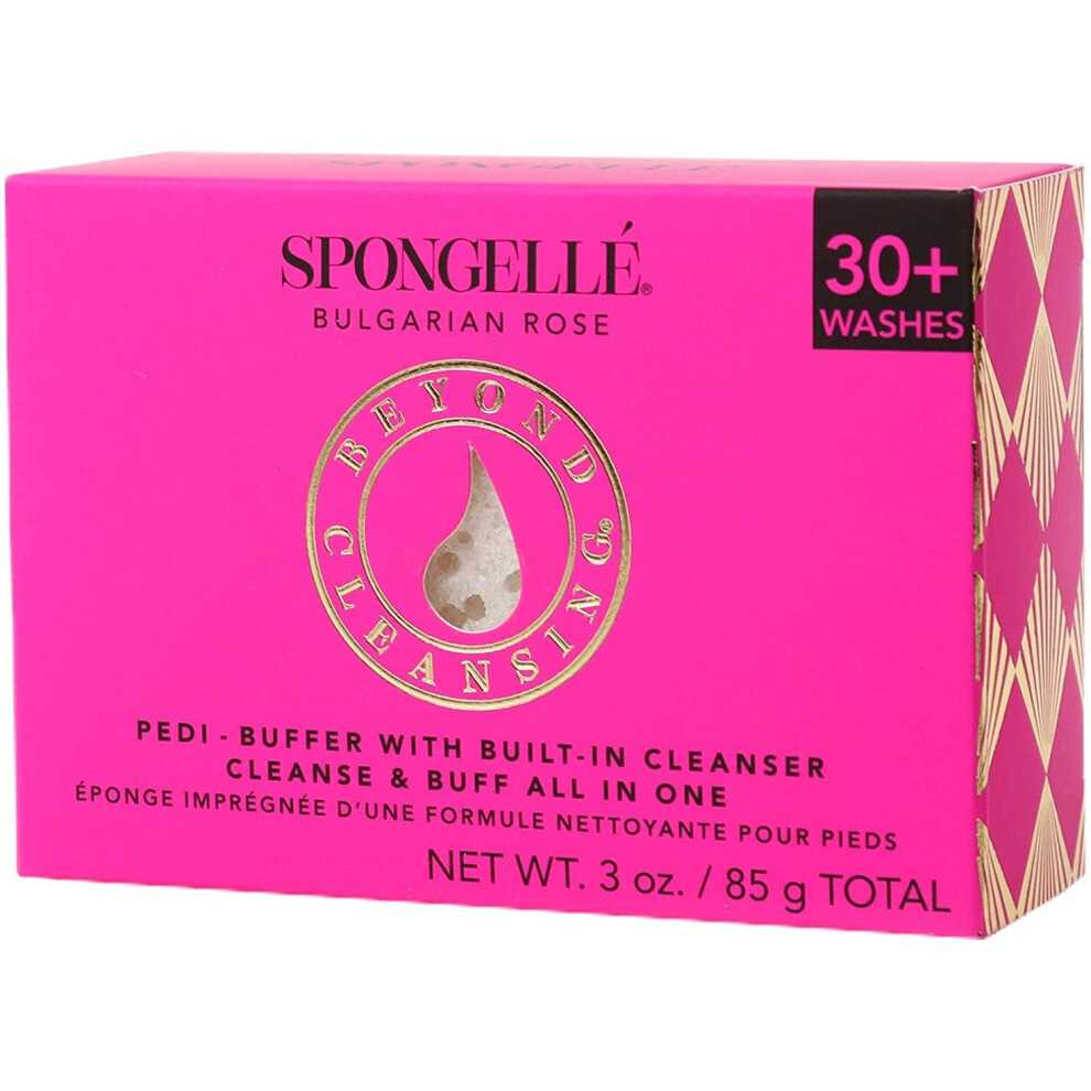 SpongellÃ© Pedi-Buffer - Cleanse, Exfoliate & Polish Feet - Bulgarian Rose