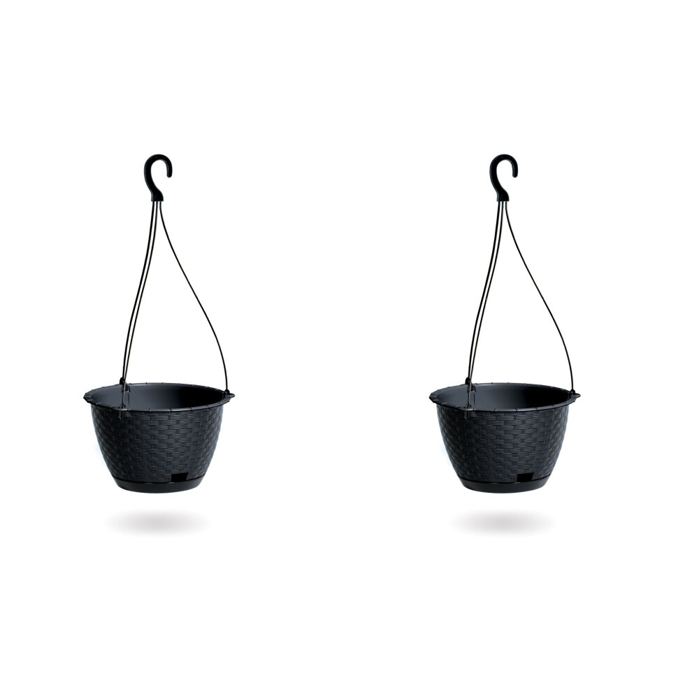Urbn Living (, 215Mm X2) Easy Fill Plastic Garden Wall Hanging Basket Plant Anthracite