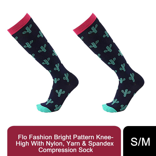 (S/M) Flo Bright Knee-High Nylon Compression Socks