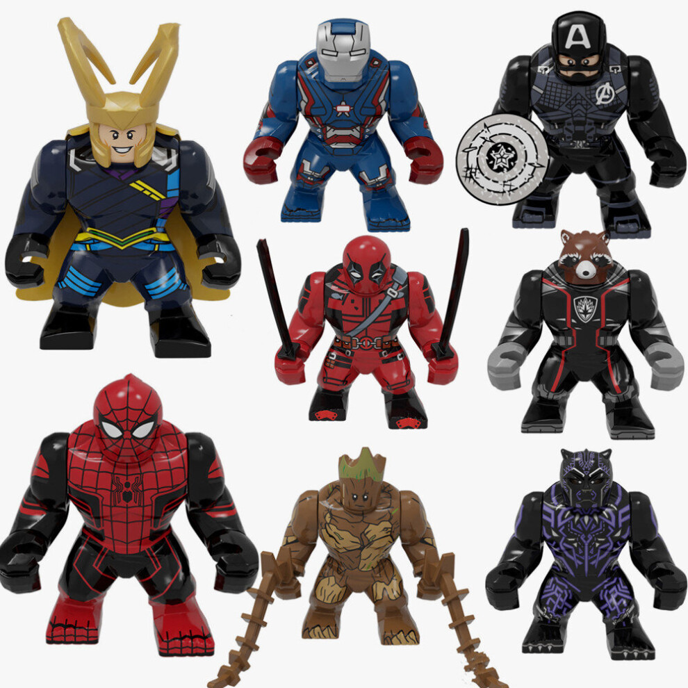 Bachashop 8Pcs Iron Man Loki Groot Big Figures Toys Fit Lego