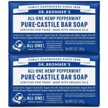 Dr. Bronner's Organic Peppermint Pure-Castile Bar Soap, 2 Pack (2 x 140 g)