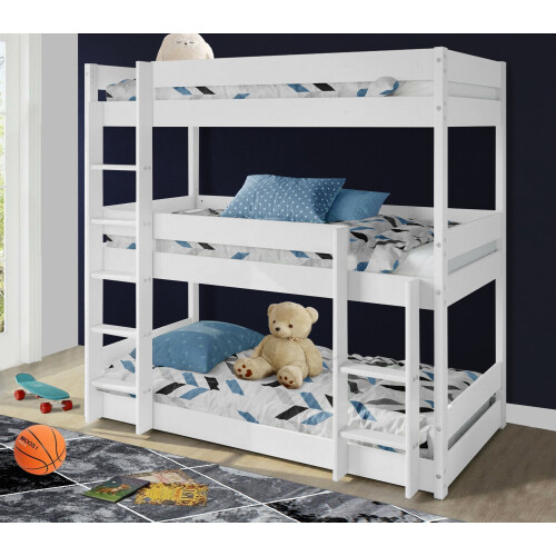 Triple Bunk Beds Pine Wood Kids Children High Sleeper Three Tier Bunk