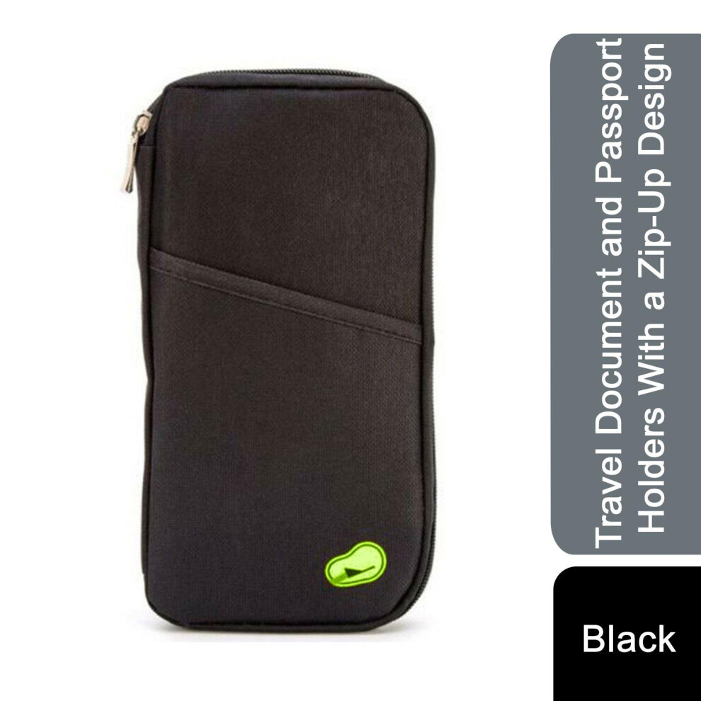 (Black) Travel Document&Passport Holders With Zip-UpDesign