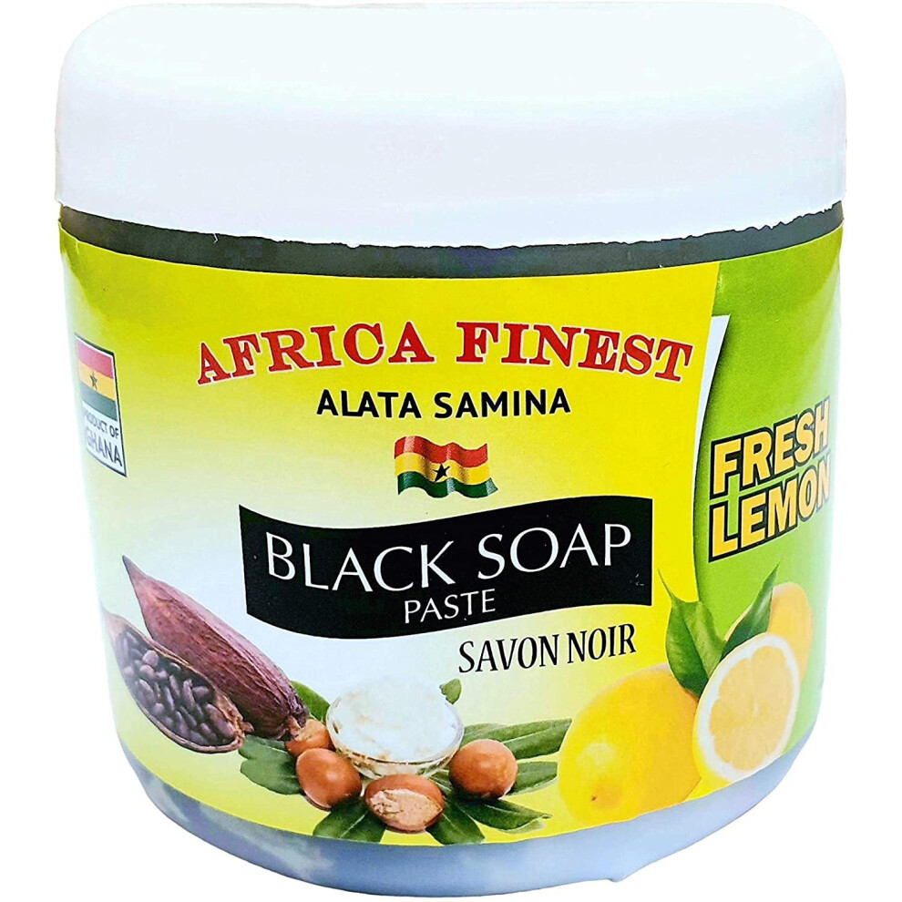 Africa Finest Natural Black Soap Paste (Fresh Lemon) (Exfoliate & Hydrate Skin) 450g