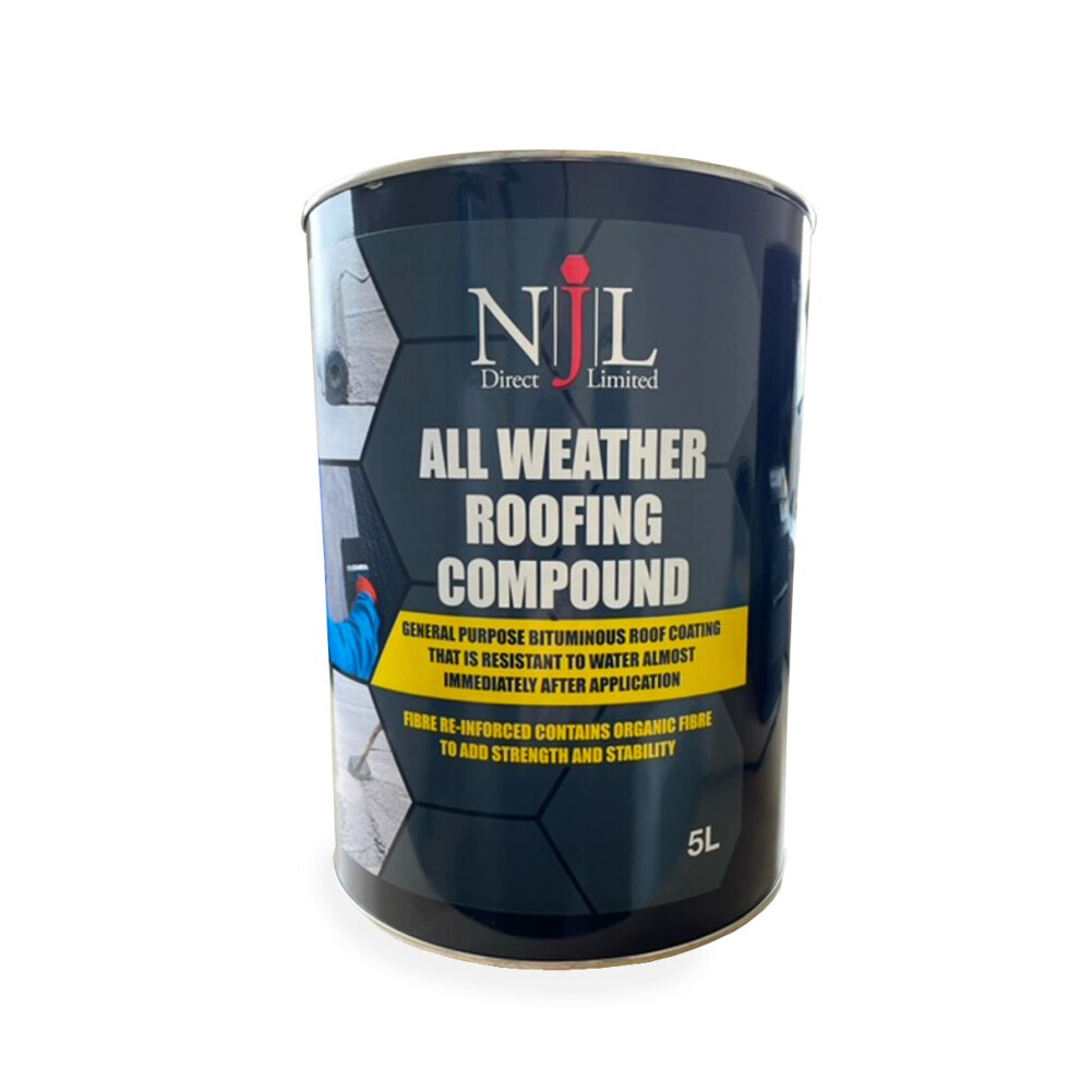 Njl Direct Limited Njl Bitumen Roof Coating Compound All Weather Waterproof Protection 5L Black