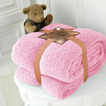 (Pink, KING 200 X 240 CM) Warm Teddy Fleece Throw