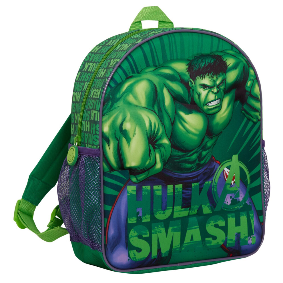 (One Size) Boys 3D Incredible Hulk Backpack Kids Marvel Avengers School Travel Rucksack Bag