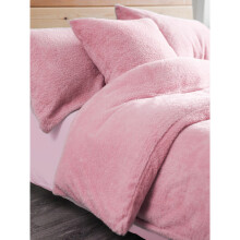 (Pink, Single) Teddy Fleece Duvet Cover & Pillowcase Set