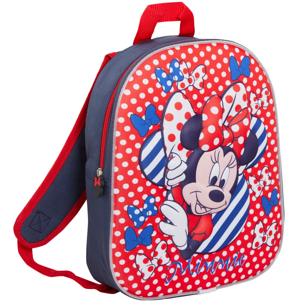 (One Size) Disney Minnie Mouse 3D Backpack Kids School Nursery Lunch Book Bag Rucksack