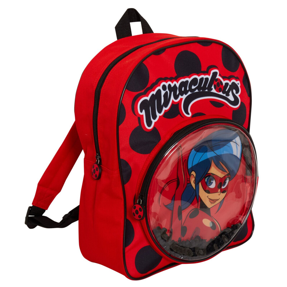 (One Size) Girls Miraculous Ladybug Backpack Kids Lunch Book Bag School Rucksack Zip Pocket