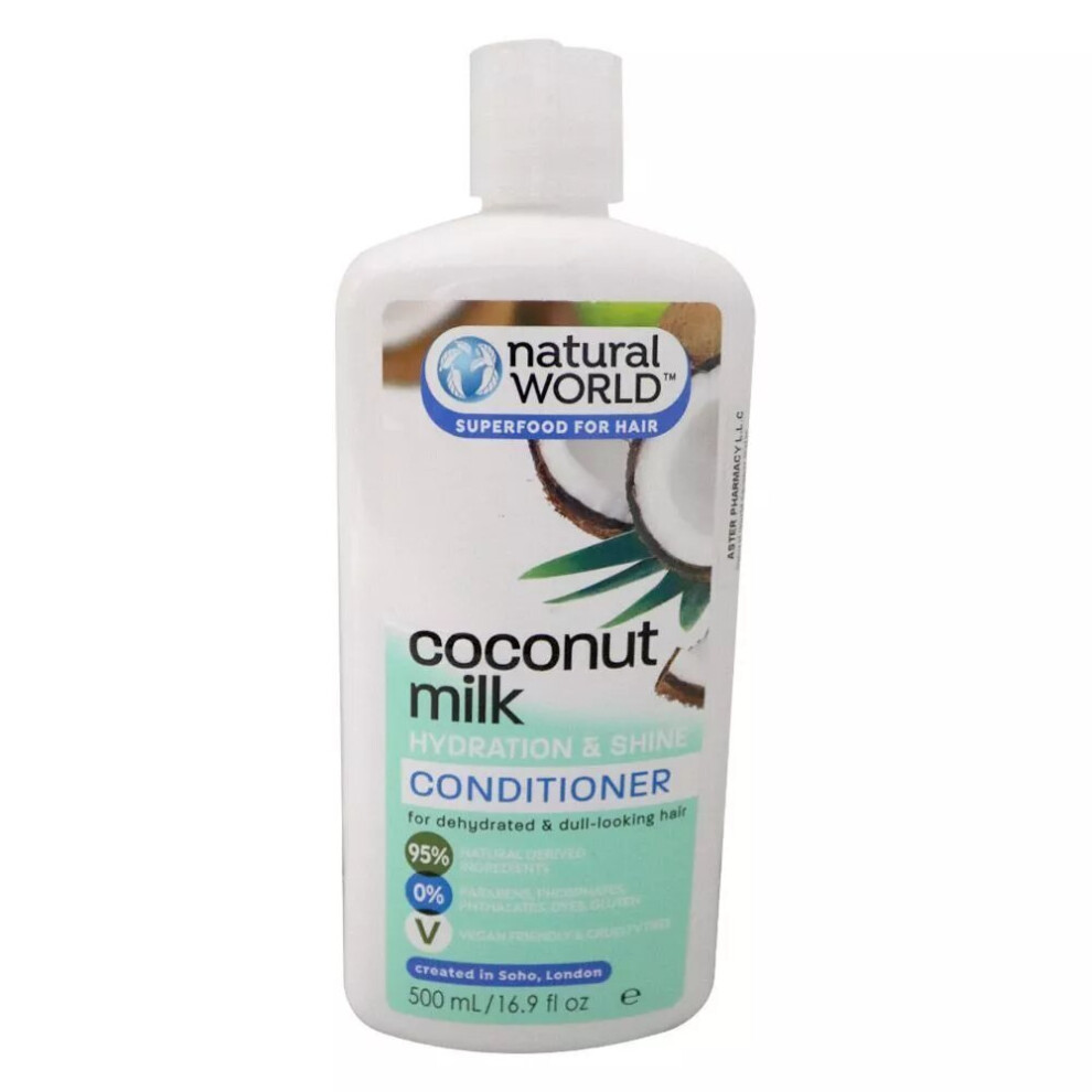 Natural World Coconut Milk Conditioner: Nourishing Coconut Hydration For Hair. 500 Ml