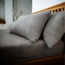 (Silver Grey , King) Teddy Fleece Duvet Cover & Pillowcase Set
