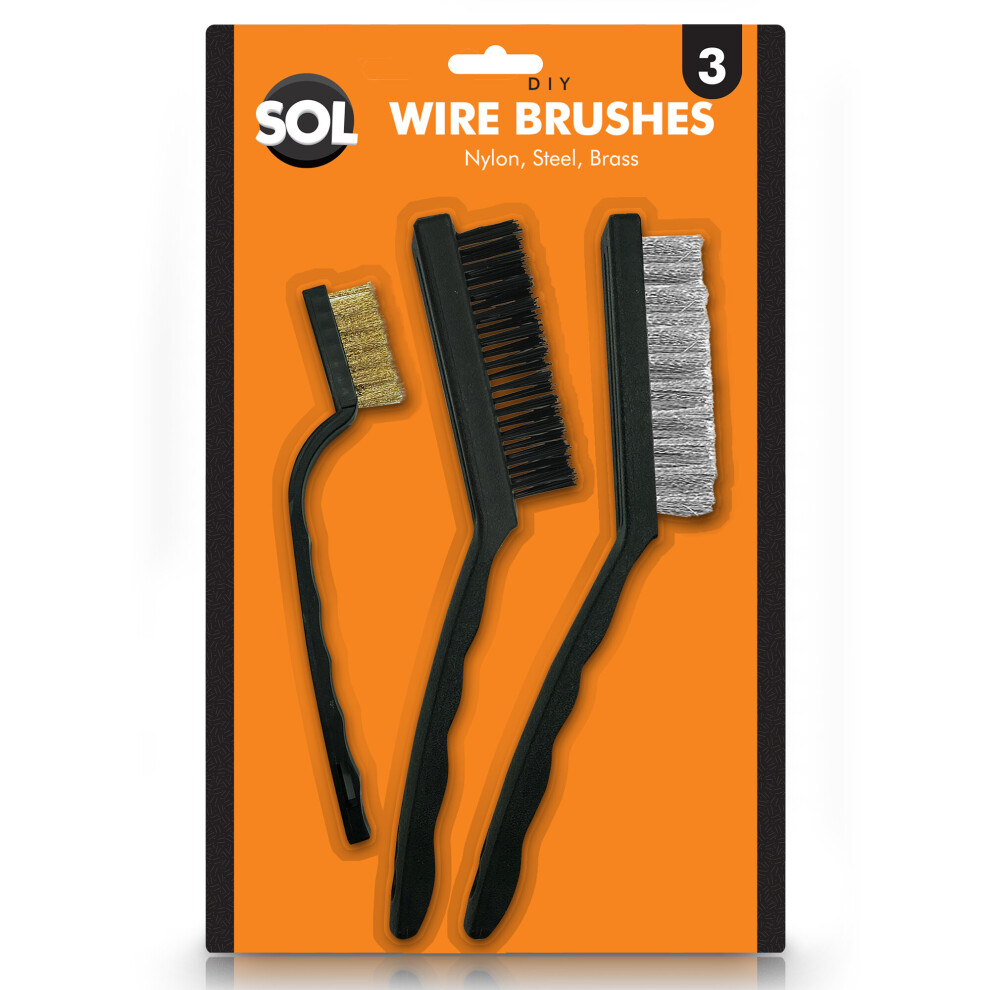 3 x Wire Brush Set | Steel Brass Nylon Cleaning and Polishing