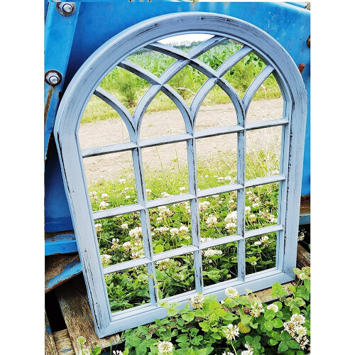 Grey Rustic Soho Window Style Mirror Elegant Vintage Hallway 50x71Cm 1