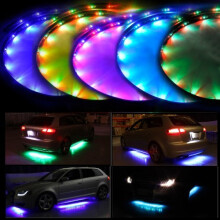 Lychee 7 Color LED Under Car Glow Underbody System Neon Lights Kit w/Sound Active Function and Wireless Remote Control (48" x 2 & 36" x 2)