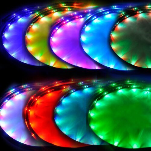 Lychee 7 Color LED Under Car Glow Underbody System Neon Lights Kit w/Sound Active Function and Wireless Remote Control (48" x 2 & 36" x 2) 1