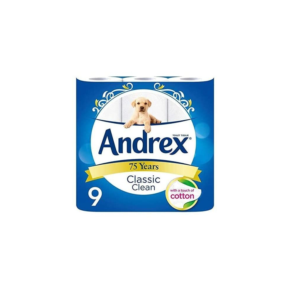 Andrex Classic Clean Toilet Roll Tissue Paper - 45 Rolls