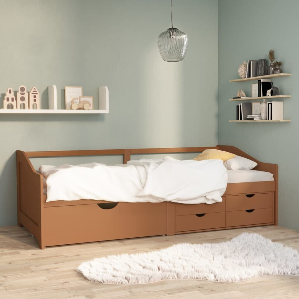 Vidaxl Solid Pinewood 3-Seater Day Bed With Drawers Honey Brown Guest Sofa Bed