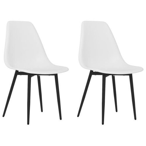 VidaXL vidaXL 2x Dining Chairs White PP Kitchen Dining Room Dinner Chairs Seating 1
