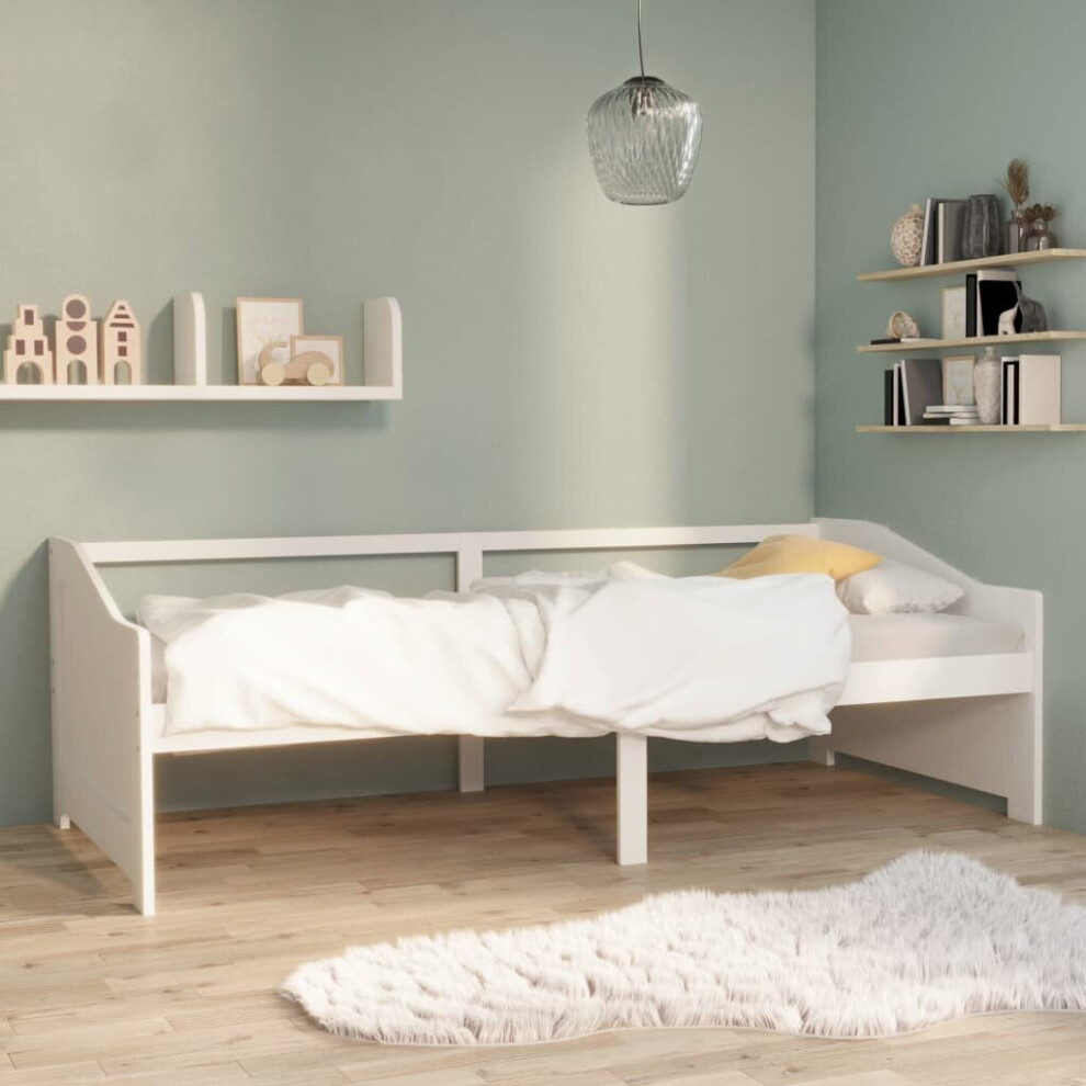 Vidaxl Solid Pinewood 3-Seater Day Bed White Sleepover Guest Occasional Bed