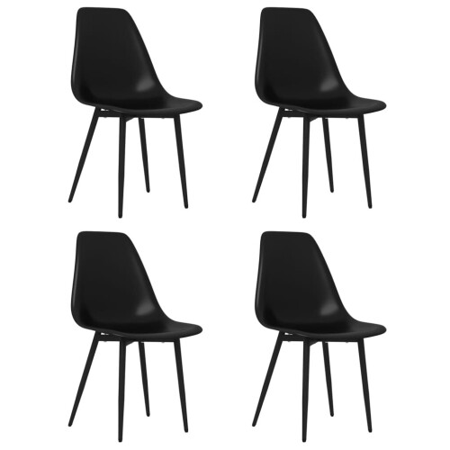 VidaXL vidaXL 4x Dining Chairs Black PP Kitchen Dining Room Dinner Chair Seating 1