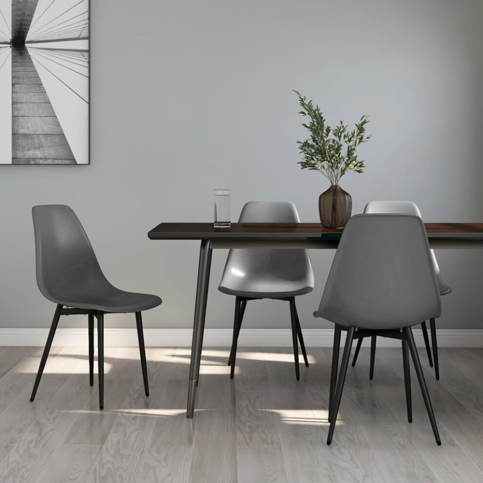vidaXL 4x Dining Chairs Grey PP Kitchen Dining Room Dinner Chairs Seating