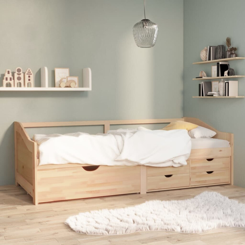 Vidaxl Solid Pinewood 3-Seater Day Bed With Drawers Sleepover Guest Sofa Bed
