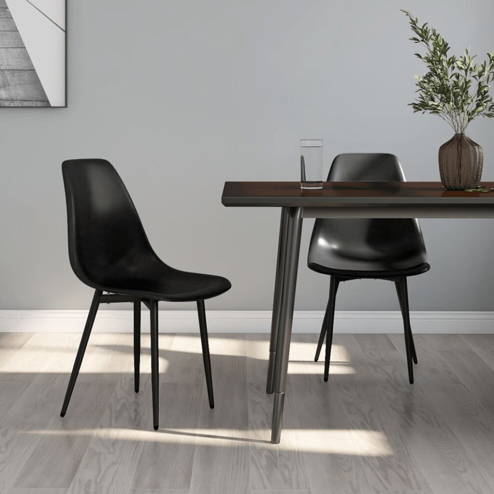 vidaXL 2x Dining Chairs Black PP Kitchen Dining Room Dinner Chairs Seating