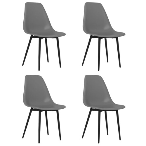 VidaXL vidaXL 4x Dining Chairs Grey PP Kitchen Dining Room Dinner Chairs Seating 1