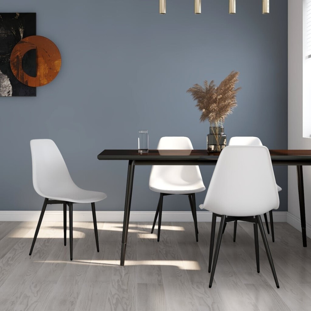 Vidaxl White 4X Dining Chairs Pp Kitchen Dining Room Dinner Chair Seating