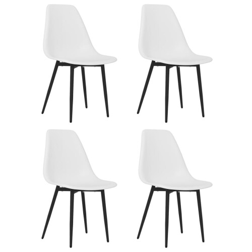 VidaXL vidaXL 4x Dining Chairs White PP Kitchen Dining Room Dinner Chair Seating 1
