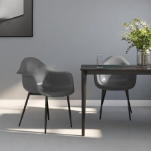 vidaXL 2x Dining Chairs Grey PP Home Kitchen Dining Room Dinner Chair Seating
