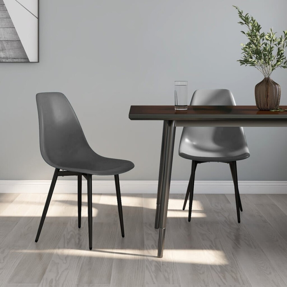 vidaXL 2x Dining Chairs Grey PP Home Kitchen Dining Room Dinner Chair Seating