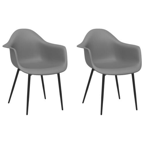 VidaXL vidaXL 2x Dining Chairs Grey PP Home Kitchen Dining Room Dinner Chair Seating 1