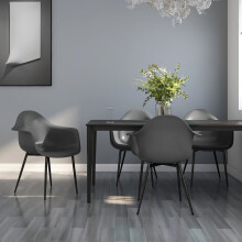 vidaXL 4x Dining Chairs Grey PP Home Kitchen Dining Room Dinner Chair Seating