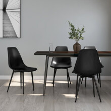 vidaXL 4x Dining Chairs Black PP Kitchen Dining Room Dinner Chair Seating