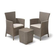 Keter Iowa Garden Furniture Balcony Set, Cappuccino with Sand Cushions