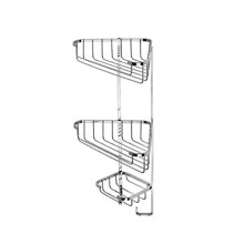 Croydex QM392841 Stainless Steel Three Tier Corner Basket Shower Caddy, 10 Year Rust Free Guarantee, Silver