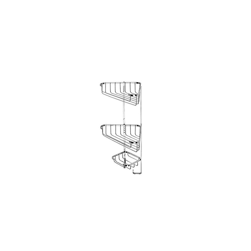 Croydex Qm392841 Stainless Steel Three Tier Corner Basket Shower Caddy, 10 Year Rust Free Guarantee, Silver