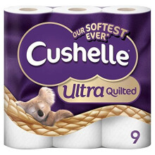 Cushelle Ultra Quilted Toilet Paper, 9 Rolls