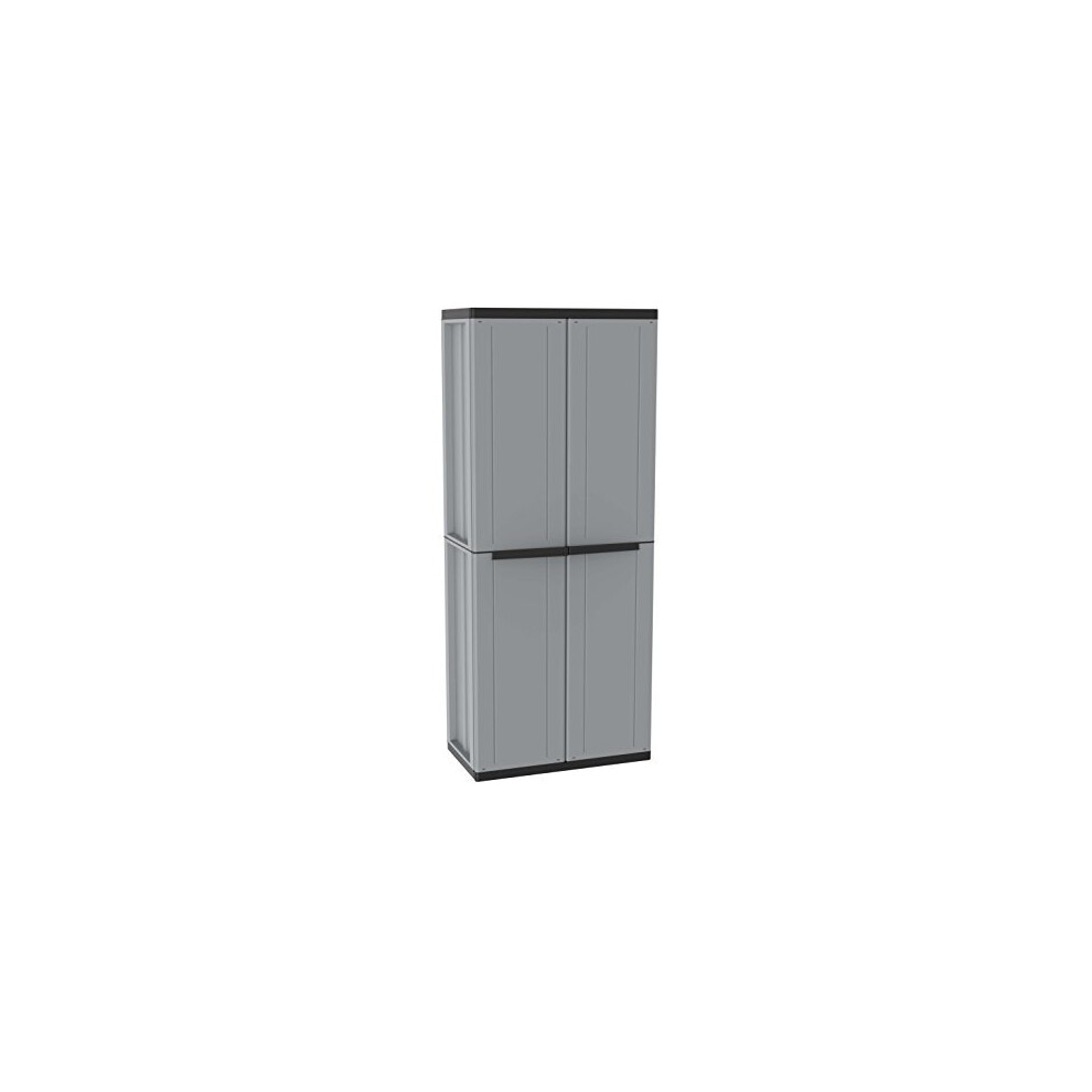 Terry, Jline 368, armoire à 2 portes avec 1 étagère interne et 4 étagères. Couleur : Gris, Matière : Plastique, Dimensions : 68x37.5x163.5 cm