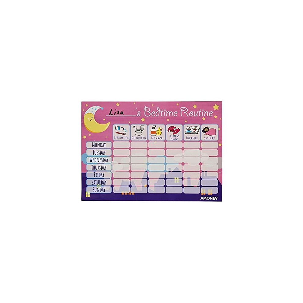 Amonev Bedtime Routine Chart Reward Chart for Sleep Training Twin Pack ...