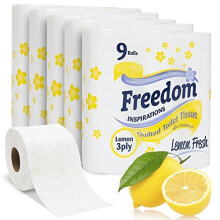 Freedom Inspirations 3Ply Quilted Toilet Tissue Pack  Lemon Fresh 45 Rolls (5 x 9 Roll Pack)