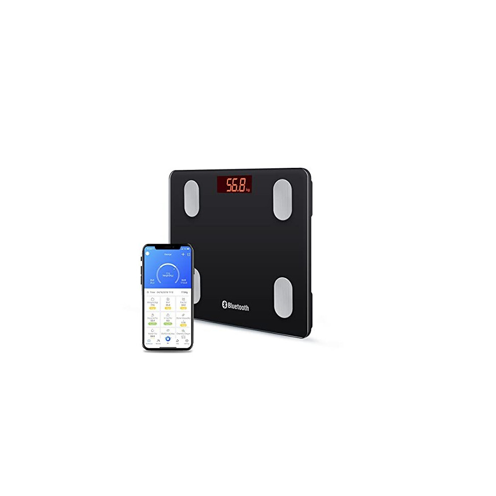 Homefashion Bluetooth Body Fat Scale Digital Bathroom Scales Ios Android App Wireless Body Composition Monitor For Body Weight Body Fat, Bmi, Water, Muscle M
