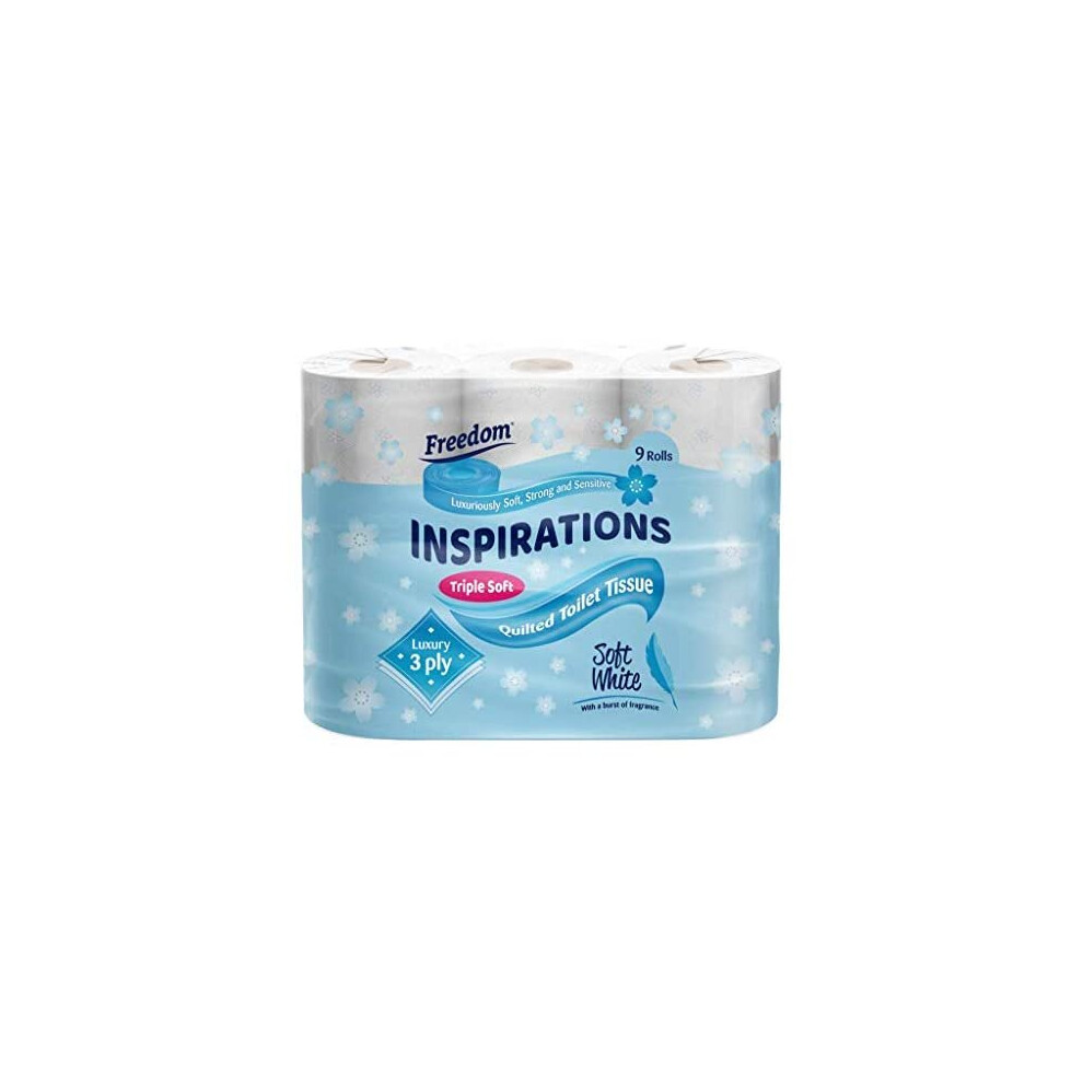 Freedom Inspirations 3Ply Quilted Toilet Tissue Pack  Soft White 45 Rolls (5 x 9 Roll Pack)