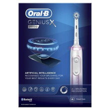 Oral-B Genius X with Artificial Intelligence Blush Pink Electric Toothbrush, 1 Toothbrush Head, 6 Modes, Gum Pressure Sensor, USB Charging Travel Case