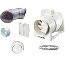 High Power 220 m3/hr Inline Loft Mounted Bathroom/Toilet Extractor Fan Kit 4" 100mm