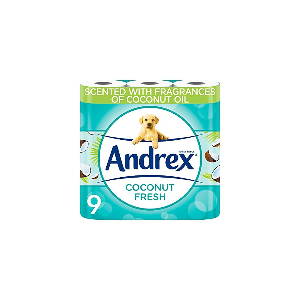 Andrex Toilet Roll - Coconut Fresh Fragrance Toilet Paper, 9 Toilet Rolls